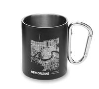New Orleans Lousiana Blueprint City Map Tazza in metallo con moschettone, tazza da campeggio