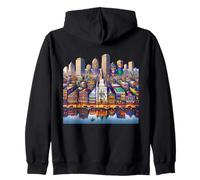 New Orleans Skyline Unico Artistico Mardi Gras Tema Felpa con Cappuccio