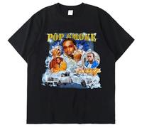 New Pop Smoke Fashion T Shirt Hip Hop Streetwear Male T-Shirt Men Rapper The Woo King Casual Tops 100% Cotton Tee Shirt Black Black L