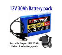 New Portable Super 12v 30000mah Rechargeable Lithium Ion Battery Pack Capacity Dc 12.6v 30ah Cctv Camera Monitor + Charger