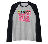 New Pugs On The Block Funny Pug Owner Pop Culture Gift Maglia con Maniche Raglan