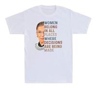 New RBG Ruth Bader Women Belong in all Places Vintage Men's T-Shirt Cotton Tee White XL