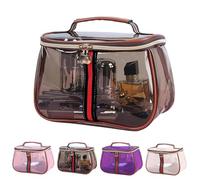 New Retro Vintage Vanity Bag, Large Capacity Makeup Organizer for Women, Waterproof Transparent Toiletry Bag, Portable Skincare Storage Case, Travel Cosmetic Bag for Ladies (3pcs-Brown)