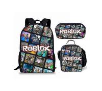 New Roblox student school bag Roblox digital printing backpack three-piece set lunch bag pencil bag 9 -NMAOV