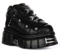 NEW ROCK 106 Torre Tagliente Estetica Grosso Plateau Donna Stivali Nero UK 4- 12