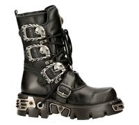 New Rock 391-S1 Unisex Nero Stivali Metallico Reactor Goth Punk da Motociclista