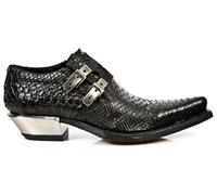 New Rock 7934-S2 Goffrato Pitone Nero Pelle Fibbia West Acciaio Tacco Da Stivale