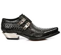 New Rock 7934-S2 Goffrato Pitone Nero Pelle Fibbia West Acciaio Tacco Da Stivale