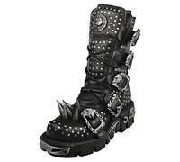 New Rock Stivali Metallo Unisex - Nero Argento - 45 EU