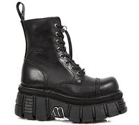 New Rock Combat Boots Unisex Black Stivali Platform - 42 EU