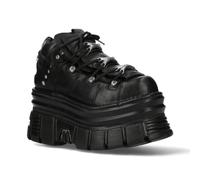 New Rock M-106-C178 Nero Grosso Plateau Torre Metallico Pelle Stivali Caviglia