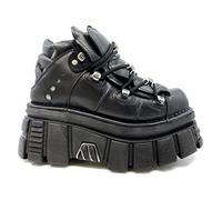 New Rock M-106-C45 Itali Nero Scarpa da Donna in Pelle Nera Black, 38
