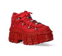 New Rock M-106WALL-C13 Stivali Platform Goth Unisex In Vera Pelle Rossa