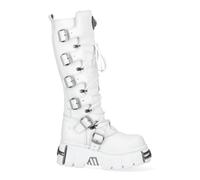 New Rock M-272-C69 Stivali gotici in pelle bianca al ginocchio, bianco, 41 EU
