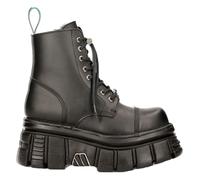 New Rock M-NEWMILI083-VS2 per Vegani Stivali Combat Nero Pelle Plateau Biker Da
