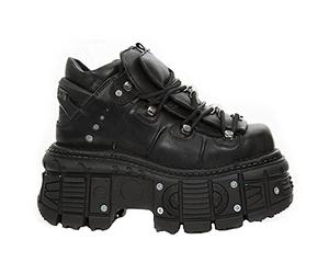 New Rock M-TANK106-C2 Unisex Nero 100% Pelle Goth Platform Space Scarpe, Nero (Nero ), 39 1/3 EU