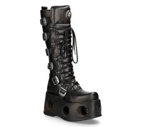 New Rock Stivali M-272-S2 Unisex Al Ginocchio Metallico Plateau Goth Neptuno