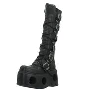 New Rock Metallic nero Pelle Stivali M.272-S2