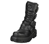 New Rock Metallic nero Pelle Stivali M.391-S18