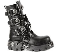 New Rock Shoes Classic Reactor Boots with Skull Buckles UK 7.5