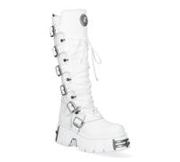New Rock Stivali Gotici in Pelle Bianca Alti Fino al Ginocchio M-272-C69