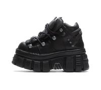 New Rock - Stivali in pelle nera a torre - -Shoes -Donna -Nero -44 EU