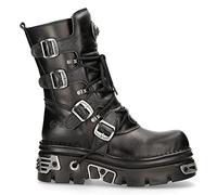 New Rock Stivali in vera pelle nera 373 S4 Biker Goth Emo Boots
