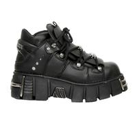 New Rock Stivali M-106-VS1 Unisex Nero Metallizzato per Vegani Pelle Gotico Punk