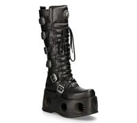 New Rock Metallic nero Pelle Stivali M.272-S2