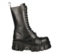 New Rock Stivali M-MILI211C-C1 Unisex Nero Metallizzato 100% Pelle Techno Biker