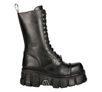 New Rock Stivali M-MILI211C-C1 Unisex Nero Metallizzato 100% Pelle Techno Biker