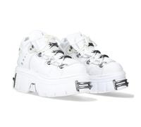 New Rock Stivali Suola Tower Unisex Lacci Bianco Pelle Bianca Stivali Pelle Pelle Shoelaces M.106-C150 (39)