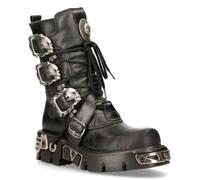 New Rock Stivali Unisex al Polpaccio 391 Neri con Teschio Punk Gotico