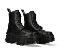 NEW ROCK Stivali Unisex Suola TANK con cerniera Colore Nero pelle/Unisex Black Boots Leather Zip M.WALL083C-S5, Nero , 41 EU