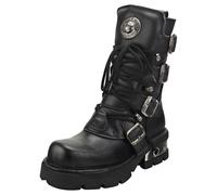 New Rock Stivali Unisex - Tacco Grosso in Metallo Nero - 38 EU
