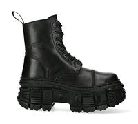 New Rock Stivali Unisex WALL083C-S5 in Vera Pelle Nera Gotico Goth Emo Punk - Nero 42