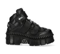 New Rock Stivali WALL285-S3 Unisex Nero Metallizzato Pelle Plateau Gotico