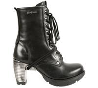 New Rock TR001-S1 Donna Trail Nero 100% Pelle Gotico Punk Pizzo Stivali