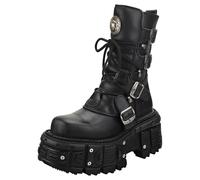 New Rock Unisex Platform Boots - Stivali Punk Nero in Pelle - 38 EU