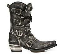 New Rock Uomo Grigio Dallas Stivali IN Pelle M.7993-S3