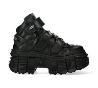 New Rock WALL285-S2 Stivali Goth con Piattaforma in Pelle Nera Unisex