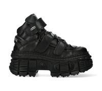 New Rock WALL285-S2 Stivali Platform Gothic In Pelle Nera Metal Unisex