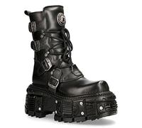 NEW ROCK WSTM006-S1 Stivali Western a Punta da Donna in 100% Vera Pelle Nera 37