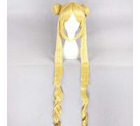 New Sailor Moon Tsukino Usagi Cosplay Wigs 90cm Long Blonde Wigs Heat Resistant Synthetic Hair Perucas Cosplay Wig + Wig Cap
