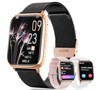 New Smartwatch Donna con Chiamate Bluetooth 5.3 1.83" Orologio con del Sonno del Monitor Della Frequenza Cardiaca SpO2 Ciclo Mestruale IP68 Fitness Pedometro Android IOS (Nero Oro)