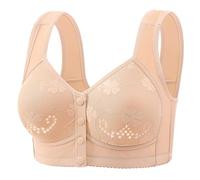 New Soft Thin Wide Underwired Non-Wired Bra for Women Plus Size, Beige, 12(Beige,10)