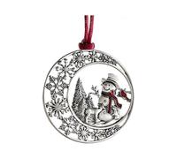 New Solid Pewter Christmas Tree Ornament with Red Satin Hanging Cord, Double-Sided Design