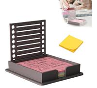 New Sticky Note Holder with Stencil - 3x3 Sticky Note Dispenser and Sticky Note Stencil Template for Desk, Office, School, To-Do Lists and Planning (Brown)