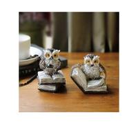 New,suitable 2 Pieces Owl Statues Decor,owl Reading Book Figurine Cute Crafted Statue for Home Office Living