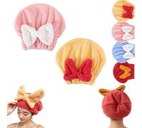 New Super Absorbent Hair Towel Wrap for Wet Hair,Absorbent Hair Towel for Long Hair,Plopping Towel Curly Hair,Microfiber Towel for Hair Drying,Hair Wraps for Women Wet Hair,Quick,Soft (Pink+Yellow)